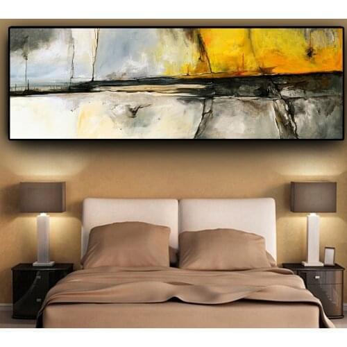 Natural Abstract Gold Landscape Oil Painting on Canvas Cuadros Posters and Prints Scandinavian Wall Art Picture for Living Room