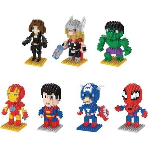 Disney Spiderman iron Man Hulk character building blocks Plastic mini building blocks Brain Game Toy Room decor chrismas gifts
