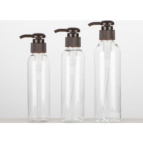 120ML 150ML 200ML X 25 Brown Screw Lotion Pump Bottles Liquid Soap Washing Dispenser Cosmetic Clear Bottle DIY Containers