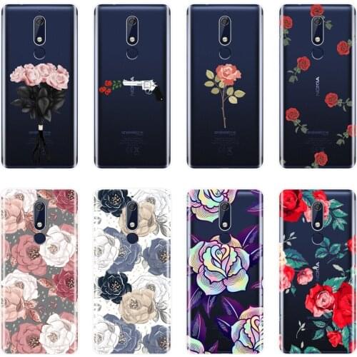 Rose Flower Floral Fashion Soft Silicone Phone Case For Nokia 7.1 6.1 5.1 3.1 2.1 Plus Back Cover For Nokia 7.1 6.1 5.1 3.1 2.1