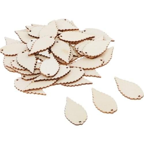 50x Unfinished Wood Leaves Tag Wooden Pieces Cuts DIY Art Crafts Decor