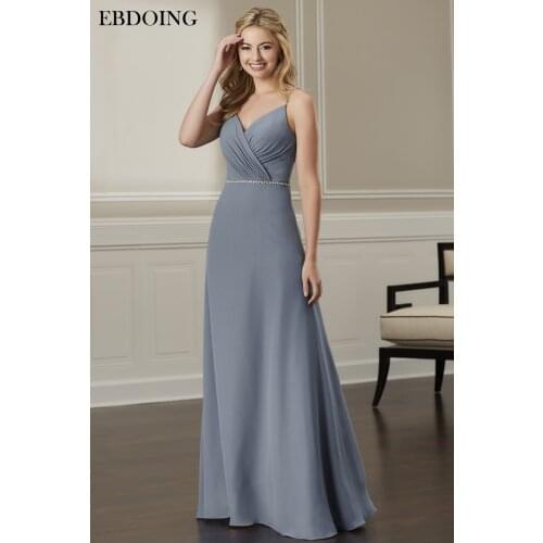 Newest Bridesmaid Dresses A-line Robe De Soiree Floor-length V-neck Neckline With Sashes Backless Wedding Party Dresses