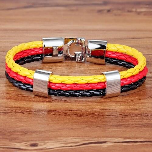2019 New Fashion Multilayer Bandage Brand DIY Leather Bracelets Germany Flag Strands Bandage Charm Friendship Mens Bracelet