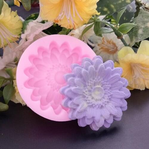 New 3D Chrysanthemums Soap Mold Flowers Silicone Moulds Candle Molds Sunflower Cake Decoration Tools Wholesale