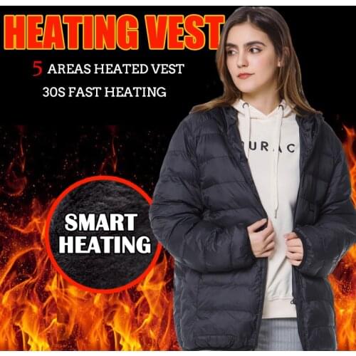New 5 Areas USB Heated Vest Unisex Heated Down Jacket Heating Vest Thermal Clothing Hunting Vest Winter Heating Jacket Hot Sale