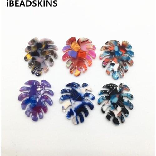 New arrival! 30x26mm 50pcs/lot acetic acid feather shape charm for earrings accessories/Earring parts Jewelry Findings making