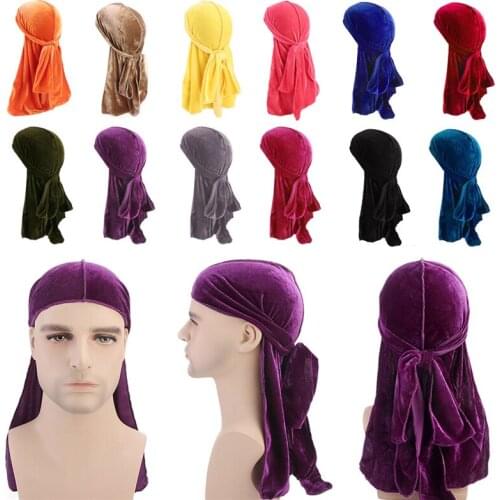 New Men Women Breathable Bandana Hat Silk Durag Do Doo Du Rag Long Tail Headwrap Turban Hats Chemo Cap Headwear Hair Accessories