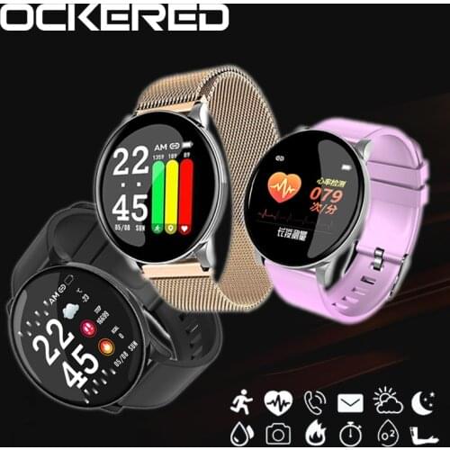 Ockerd Smart Watch Fashion Touch Screen clock Smartwatch Heart Rate Blood Pressure Monitor Fitness Watch Waterproof Sport Watch