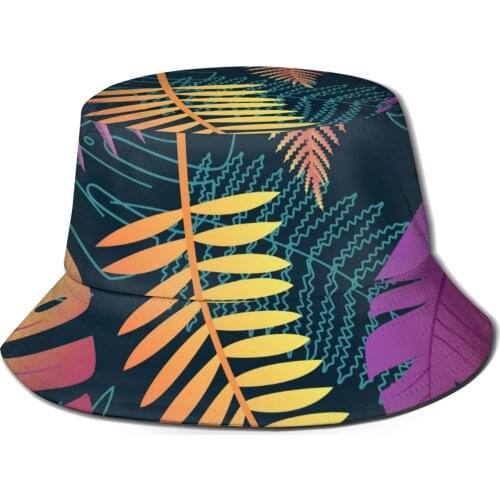 CINESSD Tropical Palm Leaves Jungle Leaves Bucket Hat Summer Hats Fisherman Hat Foldable Women Men Sunscreen Shade Caps