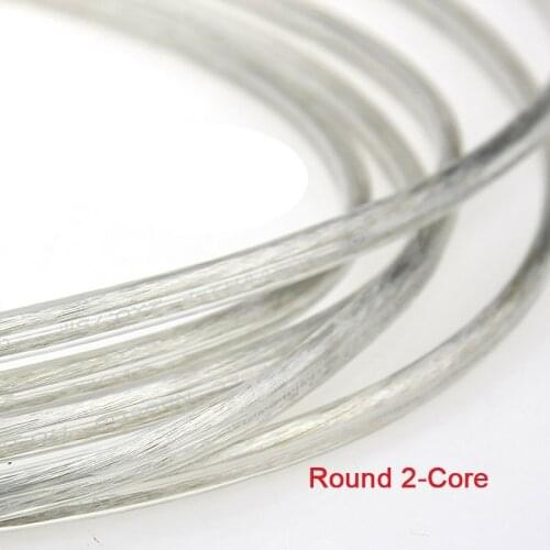 1/2/5/10 Meter 2 Core Transparent Flat / Round Electrical Cable Clear Tinned Copper Wire Home Bedroom Bar Lighting Lamp Fitting