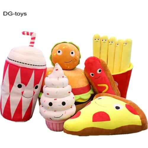 Plush hamburger Pizza Toy ice cream french fries toy stuffed fast food Popcorn cake pizza pillow cushion kid toy birthday gift