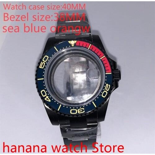 Suitable for NH35 36 Mingzhu2813 Miyata self-winding 40mm transparent black box series, with rotating ceramic aquamarine bezel