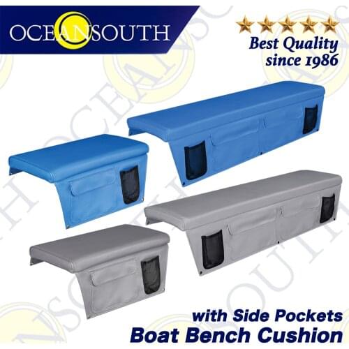 Oceansouth Boat Bench Cushion With Side Pockets OMNOVA Quality UV Resistant Fabric Fishing Boating