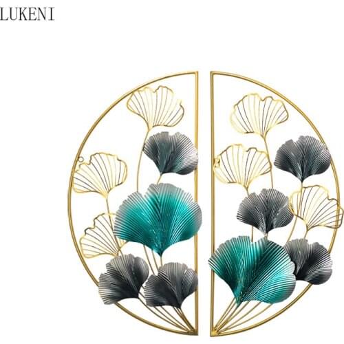 Chinese Style Wrought Iron Ginkgo Leaf Wall Hanging Decoration Home Living Room Wall Decoration Mural Hotel Club Wall Decoration