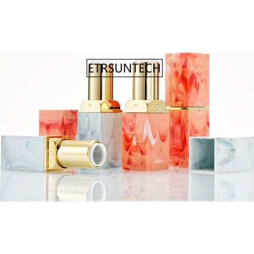 Shimmer Square Marble Pattern Empty Lipstick Tubes DIY Lip Gloss Lip Balm Containers Travel Cosmetic Refillable Bottle F20173094