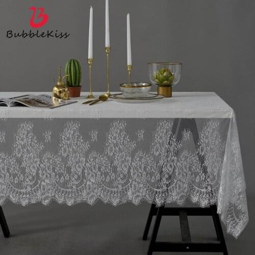 Bubble Kiss Lace Tablecloth Wedding Decoration Solid Color Exquisite Dining Table Mat Fashion Thin And Light Home Table Covers