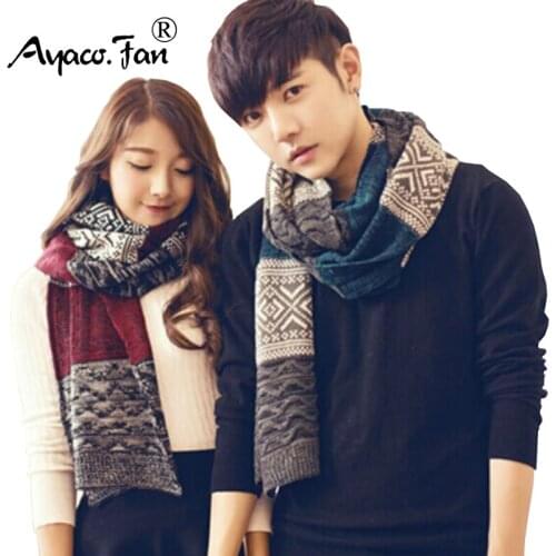 Romantic Winter LOVERS' Scarf Knitted Designer Unisex Acrylic Basic Shawls Warm Cashmere Scarves For Boyfriend Girlfriend Gift
