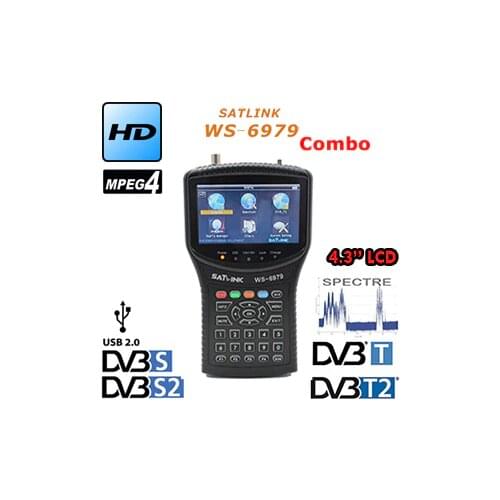 Satlink WS-6979 original DVB-S2&DVB-T2 MPEG4 COMBO + Spectrum Satellite Meter Finder ws-6950hd sat finder ws6979 meter