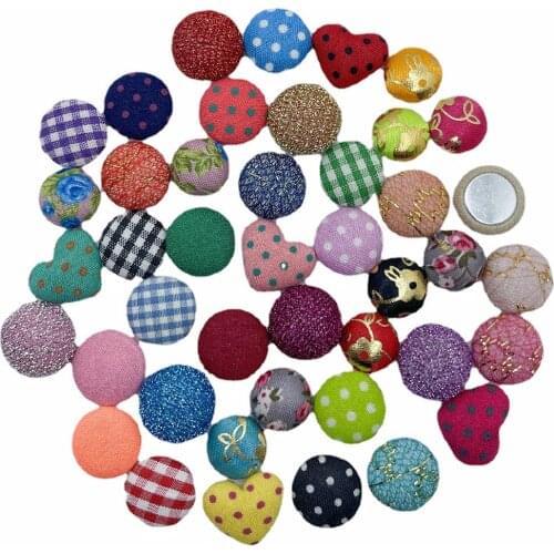 U PICK 100pcs 15mm mix design round Heart fabric grid button flat back button for jewelry accessories free shipping