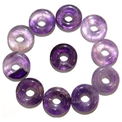 Natural stone Quartz crystal lapis Turquoises donut charms hanger 18mm for diy Jewelry making necklace Accessories 8pcs