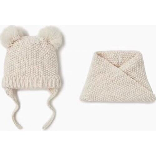 2021 baby girl and baby boy child childrens spring autumn winter Solid knitted hat and knitted infinity scarf