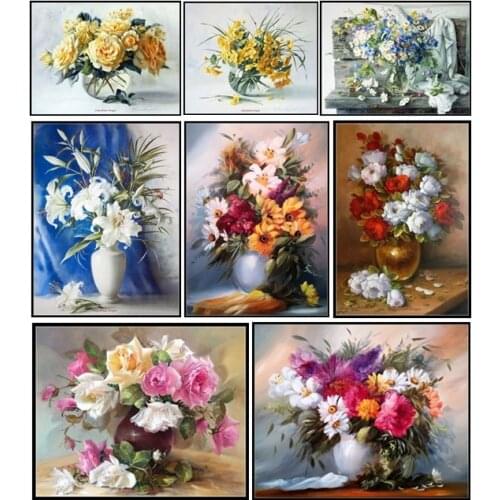 Embroidery Counted Cross Stitch Kits Needlework - Crafts 14 ct DMC Color DIY Arts Handmade Decor - Flower Art Collection