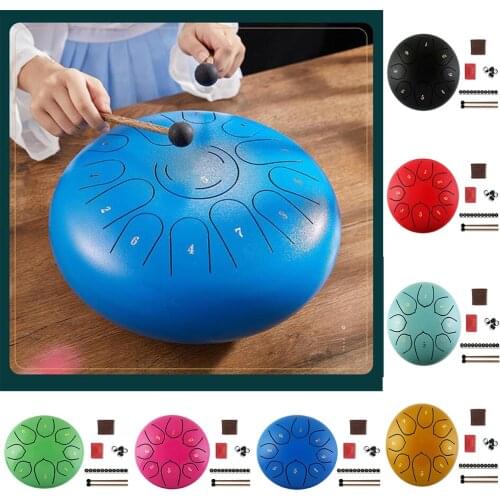 Tongue Drum 6 Inch Steel Tongue Drum Set 8 Tune Hand Pan Drum Pad Tank Sticks Carrying Bag Percussion Instruments Accessories