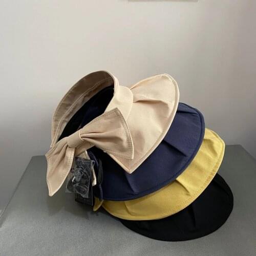 6-Color Women Sun Hat Summer Bowknot Sweet and Breathable Wide-Brimmed Beach Cotton And Linen Anti-Ultraviolet Baseball Sun Hat