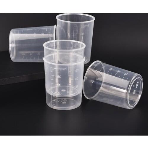 1/5pcs 100ml Plastic Graduated Measuring Cup Liquid Container Epoxy Resin Silicone Making Tool Transparent Mixing Cup