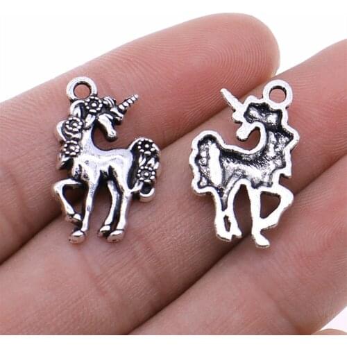 10pcs Charms Horse Unicorn 23x15mm Antique Silver Color Plated Pendants Making DIY Handmade Finding Jewelry