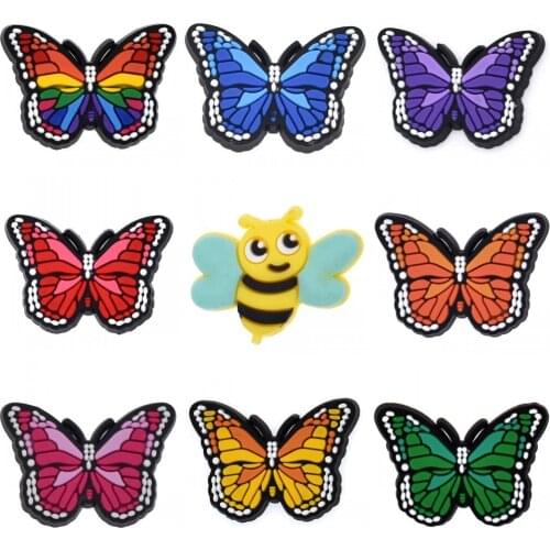 Girls Babies Favor Colorful Beautiful Butterflies Bees Clog Hole Shoe Bags Decorations 10 PCS