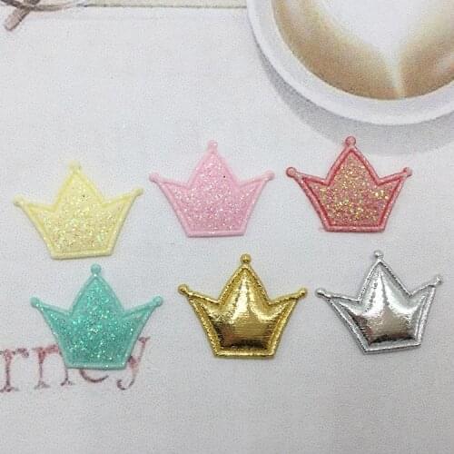 100pcs 1.5x2cm Small Crown Padded Appliques For Headdress Accessories Appliqued and Clothes Sewing Decoration patches