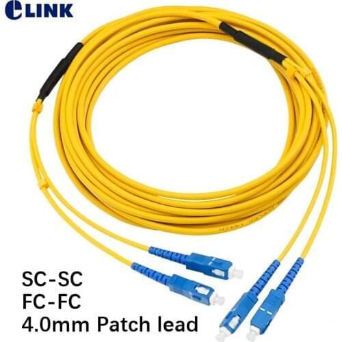 5pcs 10mtr 4.0mm Fiber optic Patch cord Armored duplex SC-SC FC-FC 2 core Bold cable ftth jumper SM DX 4.0mm painting machine