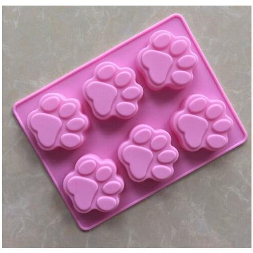 50pcs/lot wholesales Silicone mold 6 lattices catlike footprint handmade soap mold silicone cake moulds #SA08