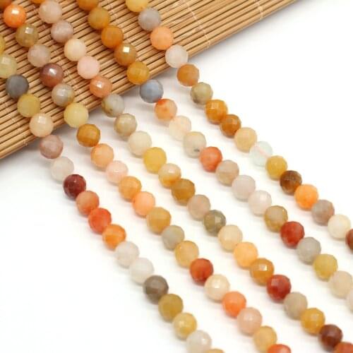 Beaded Natural Stone Multicolor Rutilated Quartz Round Faceted Beads for Jewelry Making DIY Bracelet Necklace Accessories 8mm