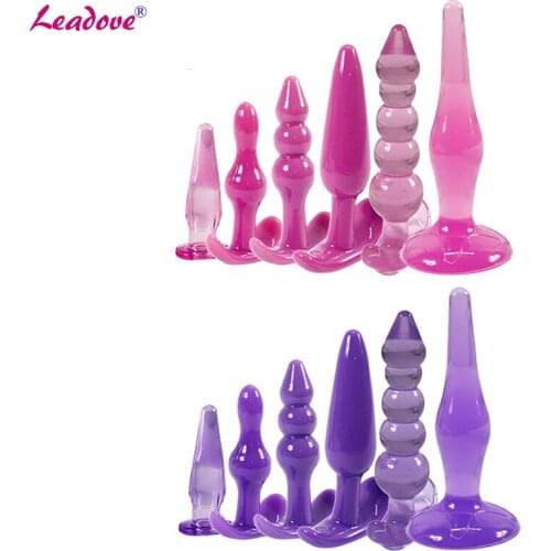 6pcs/set Butt Plug Anal Dildo Erotic Anal Toys Prostate Massager Adult Gay Silicone Anal Plug Beads Sex Toy for Woman Men GS0289