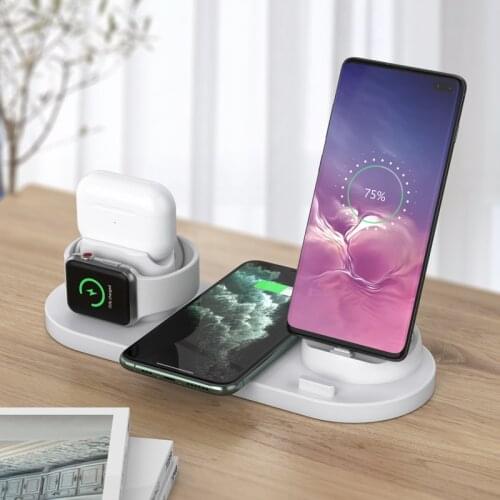 6-in-1 Mobile Wireless Charger Universal Portable Multifunctional Charging Dock for Apple Watch Airpods for Iphone XR /11/8/XS