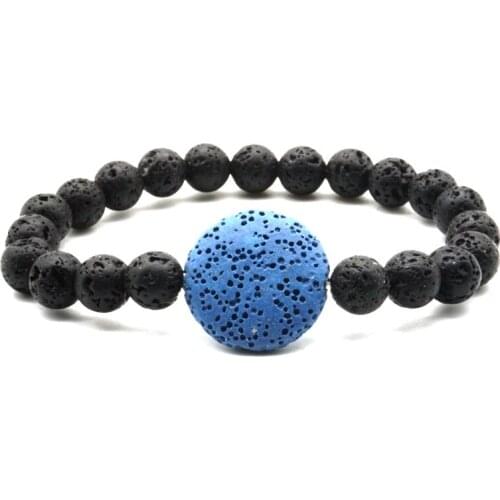 13 Colorful Flat Round Lava Stone Essential Oil Diffuser Bracelet 8mm Volcanic Aromatherapy Jewelry Rock Men Women Bracelets