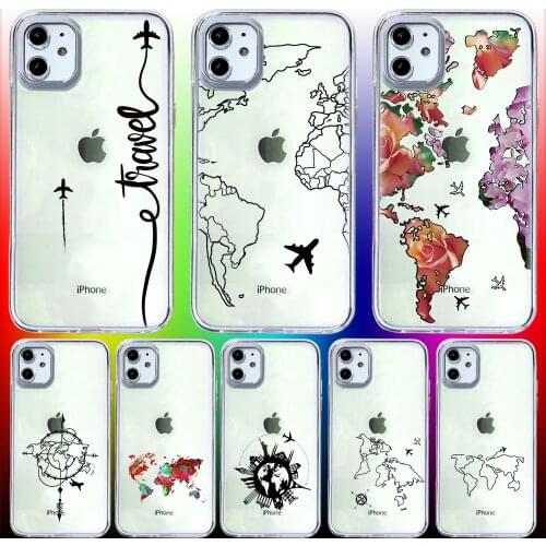 Map Aircraft Pattern Phone Case For iphone 11 6 Mini Pro XS Max X XR 7 12 Plus Soft TPU Cover 12Pro 11Pro 12Mini