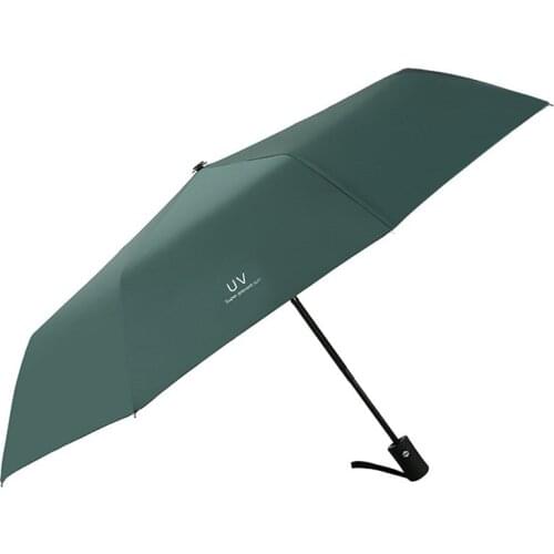 Black plastic sunscreen and anti UV UV UV umbrella. Korean version of Moris three fold umbrella, sunny and rainy business umbre