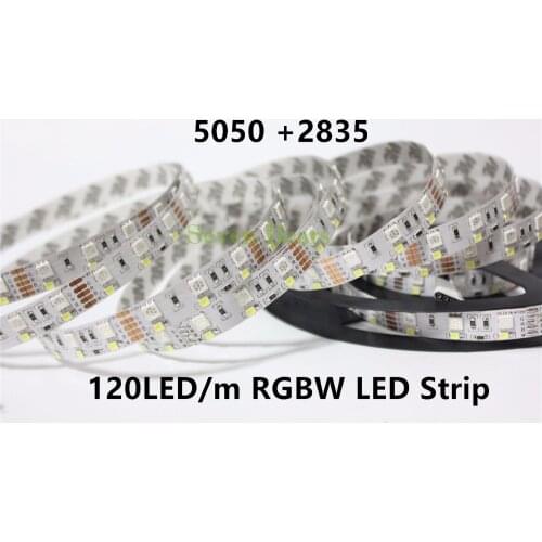 Double Row RGBW RGBWW LED Strip 5050 RGB + 2835 White / Warm White DC12V 120 LED/m IP20 Non waterproof 5m/lot