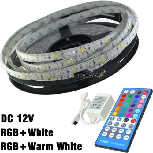 12v SMD 5050 RGBW Led Strip 60 leds/m 300leds 5m Flexible Light Strip RGB + White Color/RGB + Warm White Color with Controller