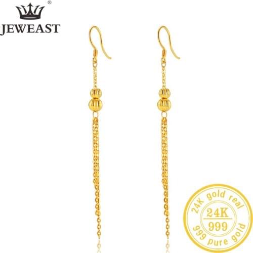 JJJ 24K Pure Gold Earring Real AU 999 Solid Gold Earrings Nice Good Hollow Tassel Upscale Trendy Fine Jewelry Hot Sell New 2020