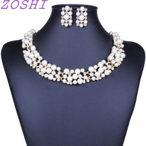 ZOSHI Hot Worldwide Imitation White/Colorful Simulated Pearl Gold Elegant Bridal Jewelry Sets Kit Gift New Hot Selling