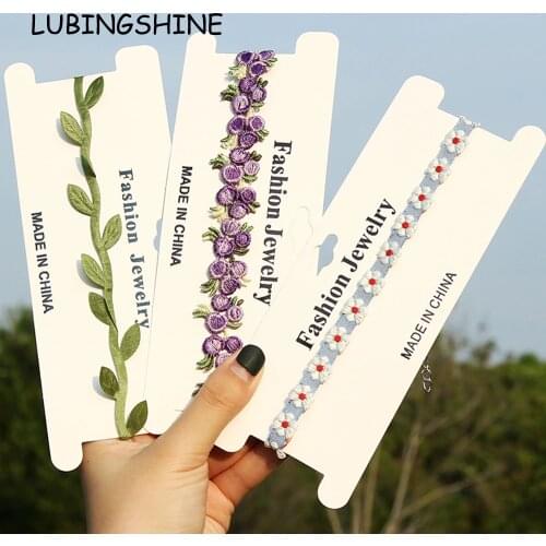 Korea Boho Flower Charms Chian Necklace Choker for Women Girl Harajuku Collars Cute Daisy Fabric Lace Jewelry