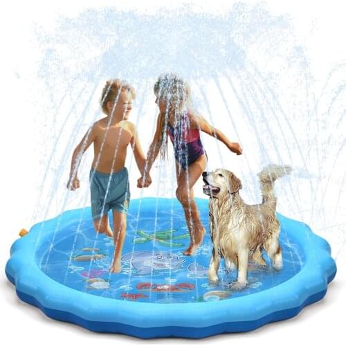100cm Pet Play Water Spray Splash Mat Inflatable Sprinkler Cushion Pads Outdoor Garden Fountain Toy Tub Swiming Pool for Kid Dog