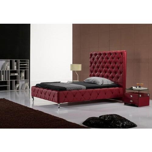 High back queen king leather bed for bedroom furniture soft bed