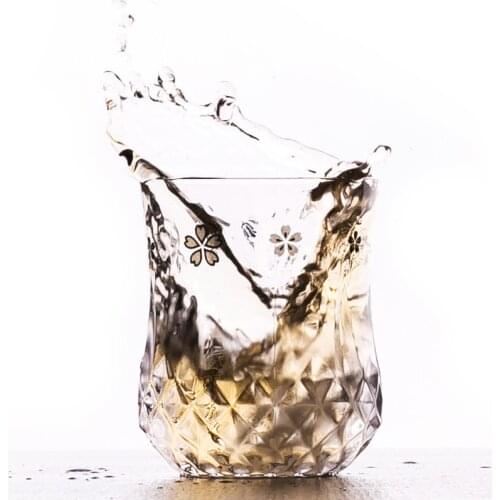 Creative Decoartive glass drinkware SAKURA transparent frosted wiskey glass beer glass drinking glass glassware heat resistant