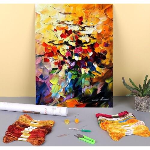 Oil Style Last Kiss Pre-Printed 11CT Cross-Stitch Full Kit Embroidery DMC Threads Handicraft Handiwork Promotions