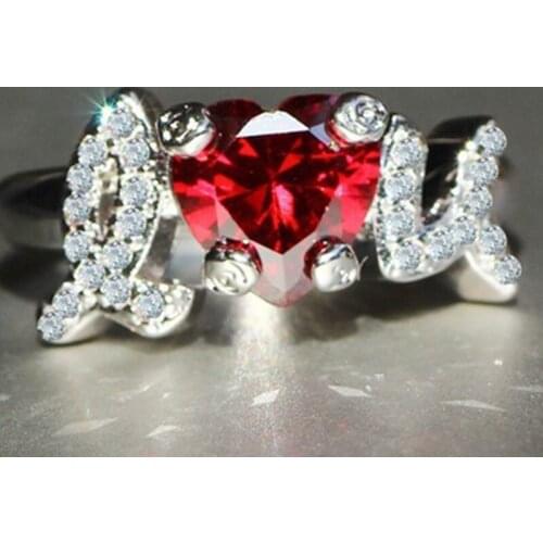 Milangirl Simple Heart Ring For Women Female Cute Finger Rings Romantic Birthday For Girlfriend Fashion Zircon Jewelry